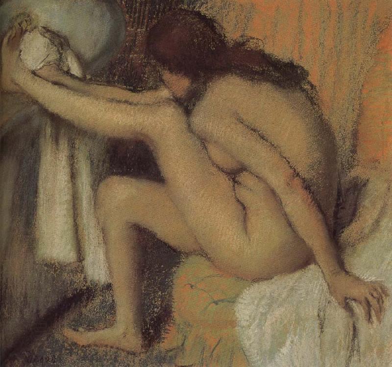 Edgar Degas Naked  woman wiping toes oil painting picture